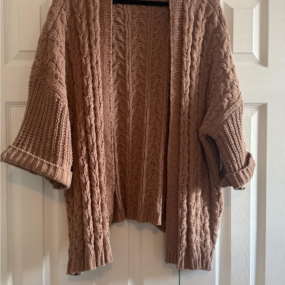Umgee Brown Chunky Knit Cardigan Sweater size M/L